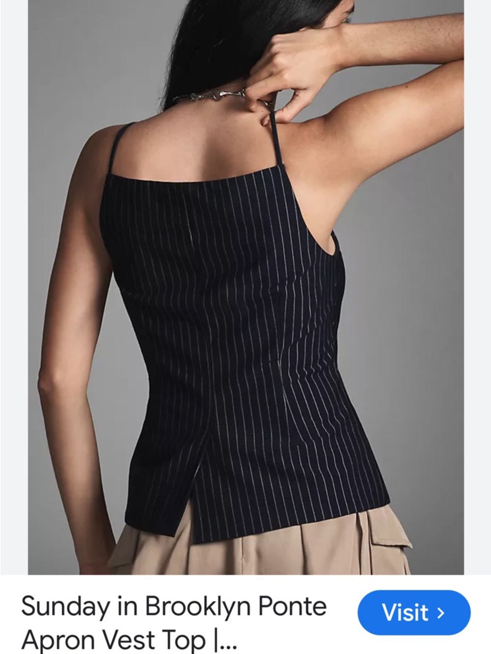 Sunday in Brooklyn Navy Pinstripe Vest Top - Picture 4 of 6